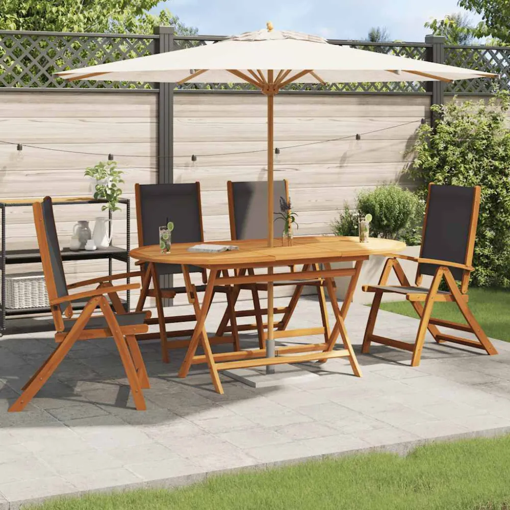 Cadeiras de jardim dobráveis 4 pcs acácia maciç e textilene