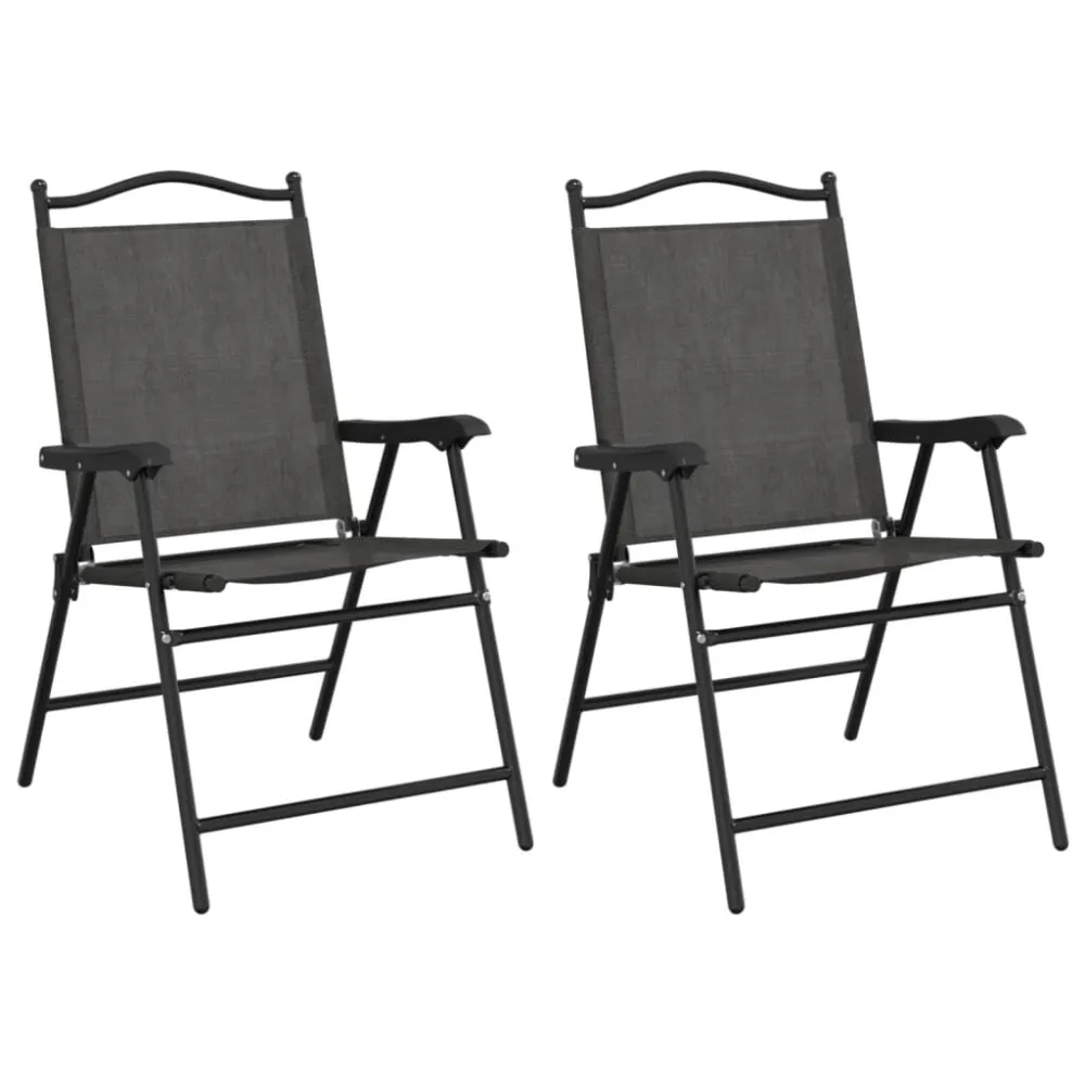 Cadeiras de jardim dobráveis 2 pcs ço/textilene cinza mesclado
