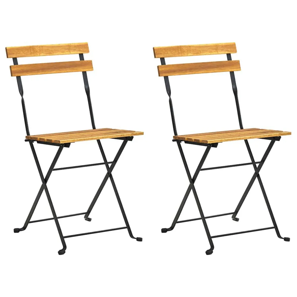 Cadeiras de jardim dobráveis 2 pcs ço e madeira acácia maciç