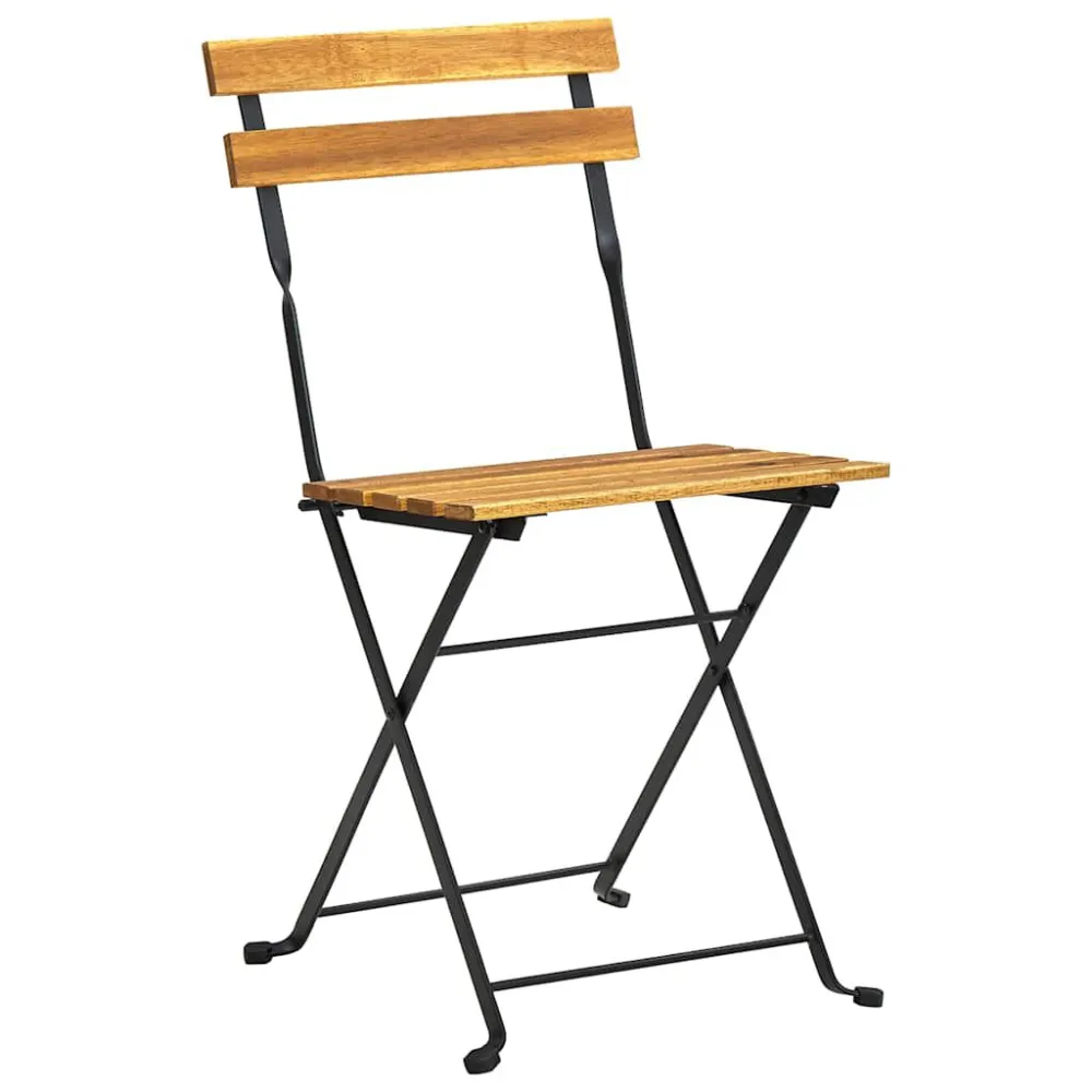 Cadeiras de jardim dobráveis 2 pcs ço e madeira acácia maciç