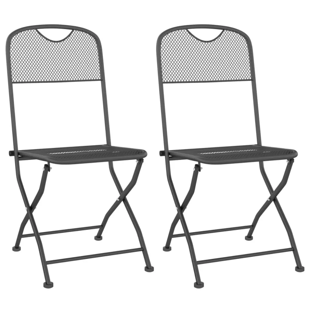 Cadeiras jardim dobráveis 2 pcs malha metálico expandido antracite