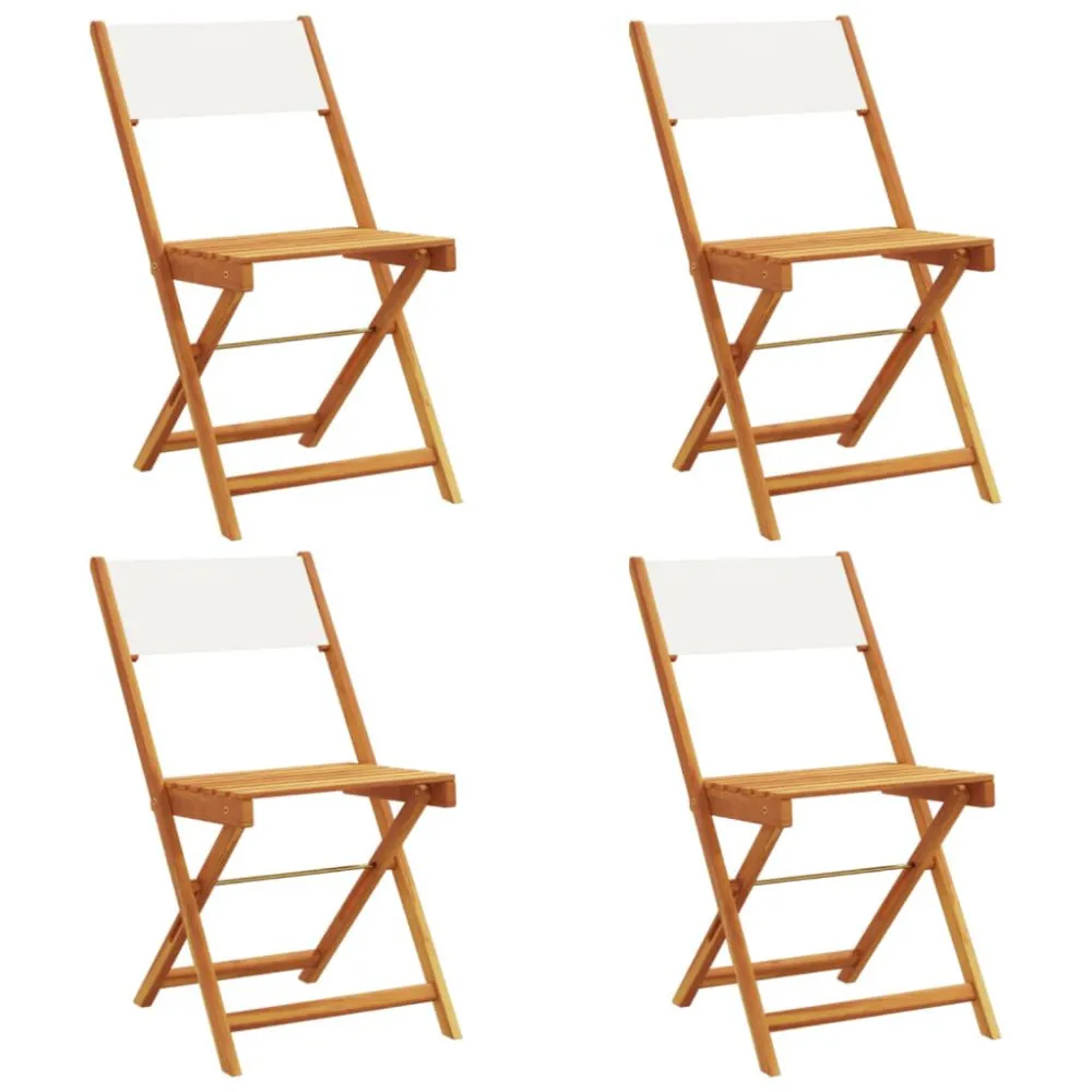 Cadeiras de jardim dobráveis 4 pcs tecido/madeira branco nata