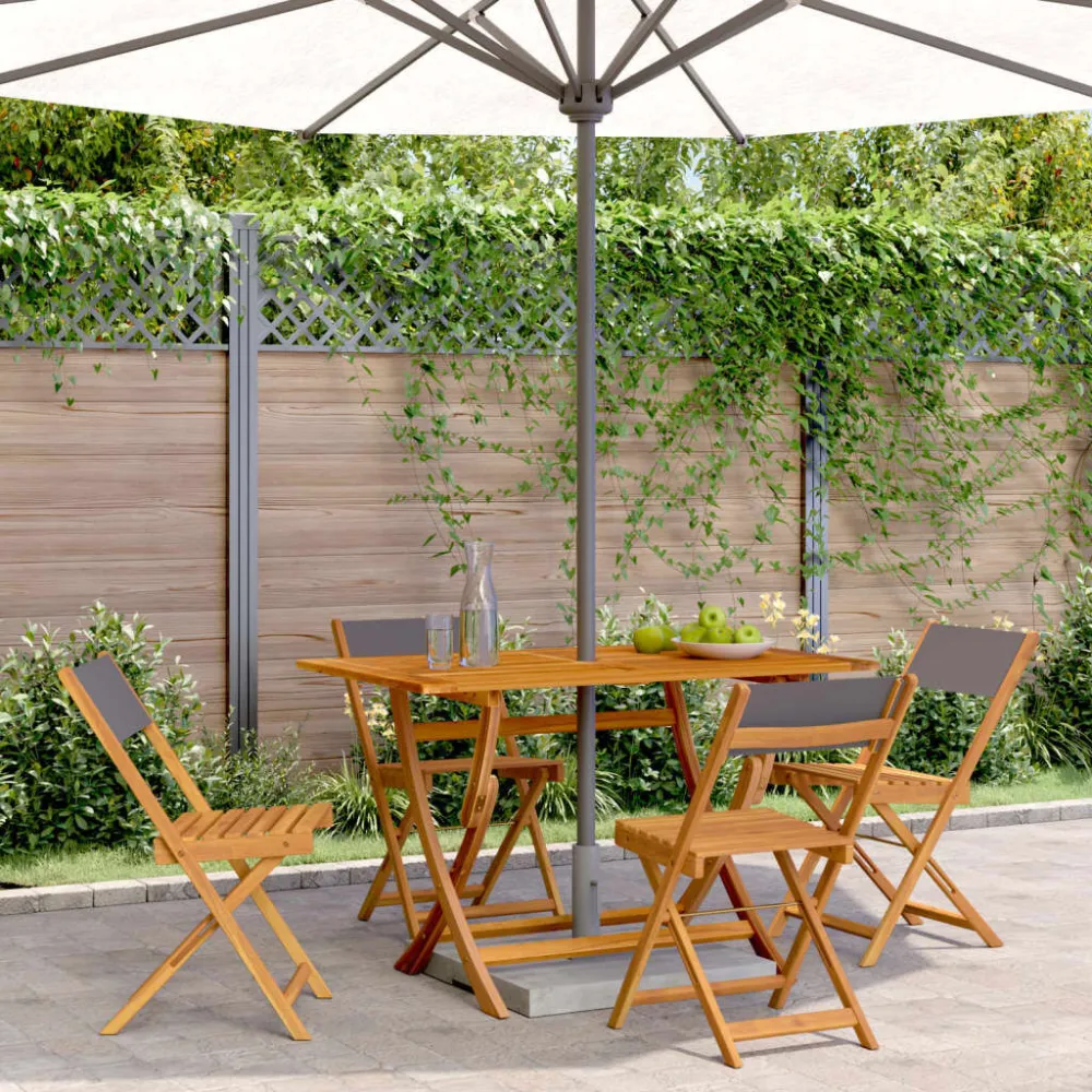 Cadeiras jardim dobráveis 4 pcs tecido/madeira maciç antracite