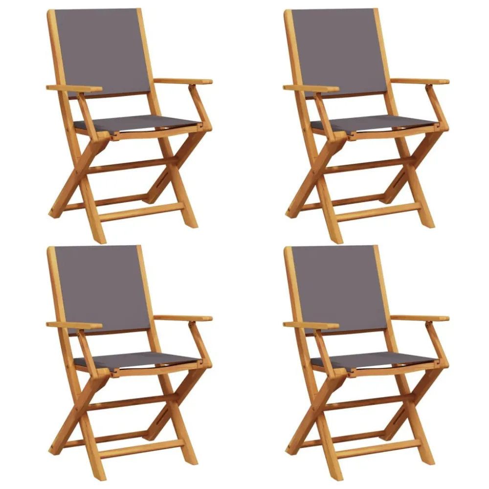Cadeiras jardim dobráveis 4 pcs tecido/madeira maciç antracite