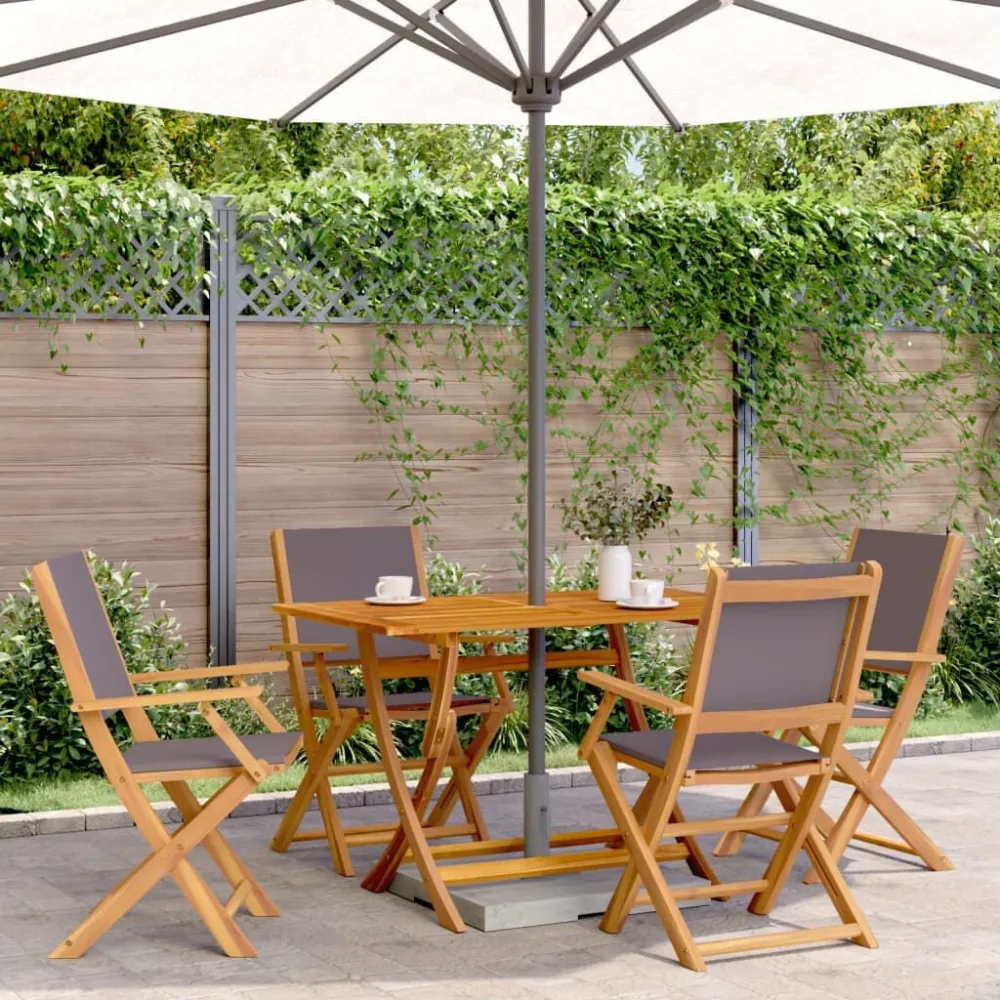 Cadeiras jardim dobráveis 4 pcs tecido/madeira maciç antracite