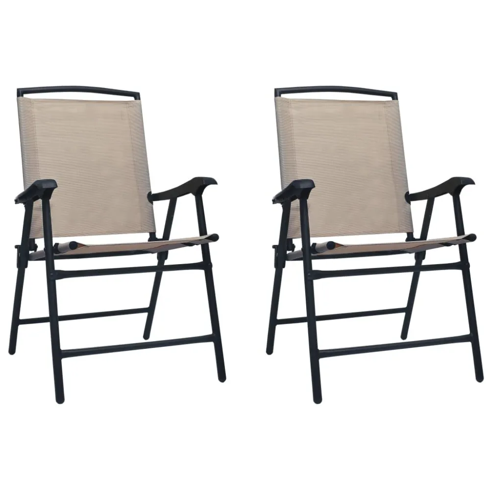 Cadeiras de jardim dobráveis 2 pcs textilene cinza-acastanhado