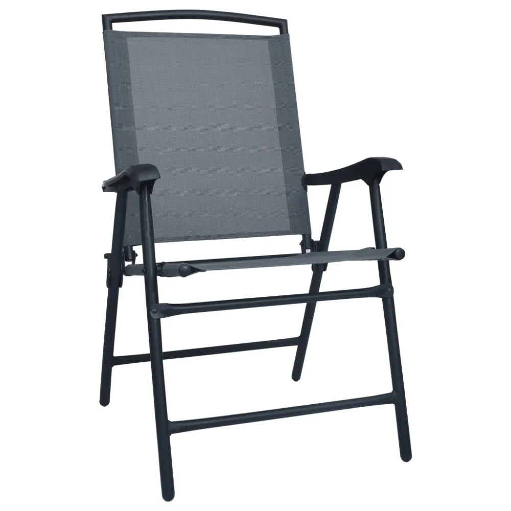 Cadeiras de jardim dobráveis 2 pcs textilene cinzento