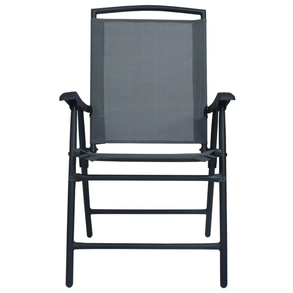 Cadeiras de jardim dobráveis 2 pcs textilene cinzento