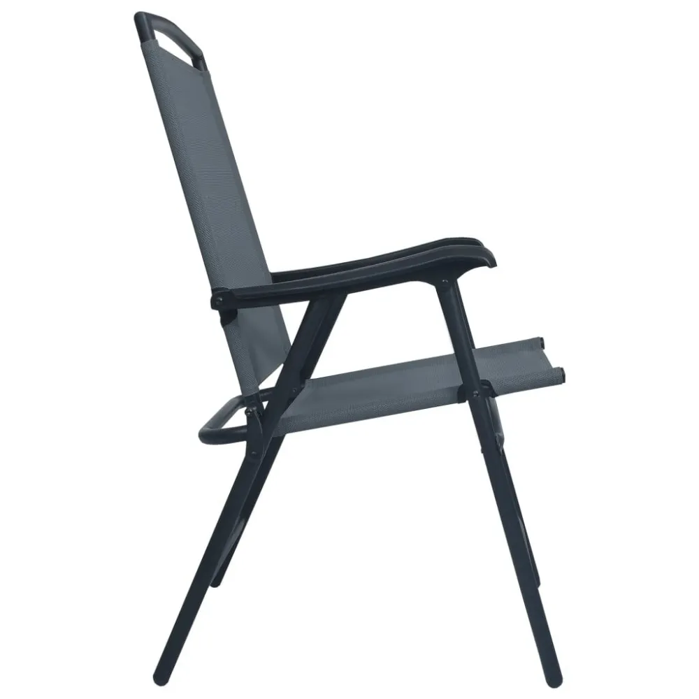 Cadeiras de jardim dobráveis 2 pcs textilene cinzento