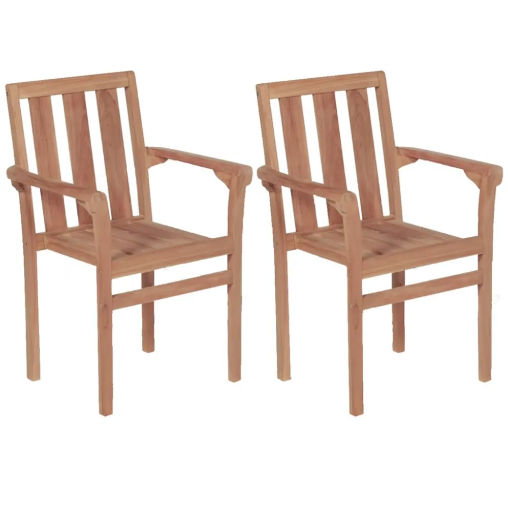 Cadeiras de jardim empiháveis 2 pcs madeira teca maciç