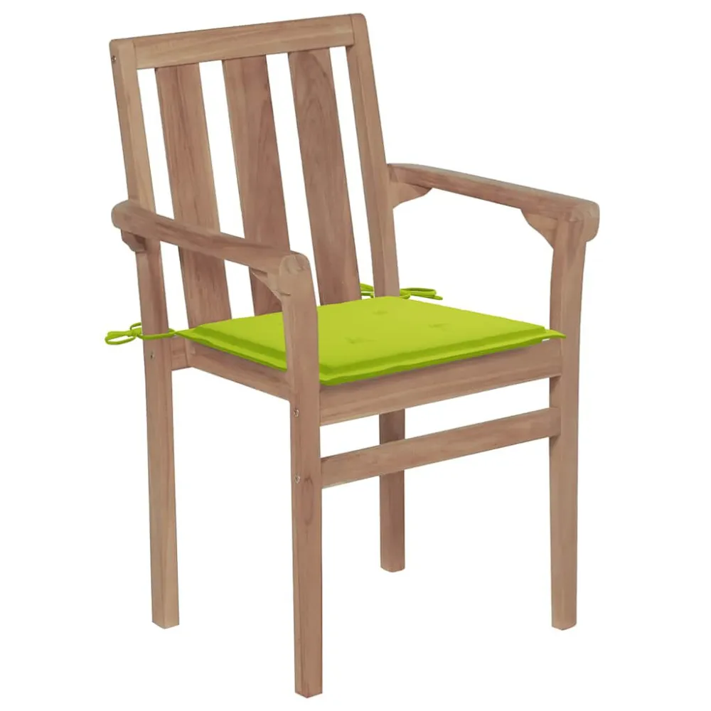 Cadeiras de jardim empilháveis com almofadões 4 pcs teca maciç