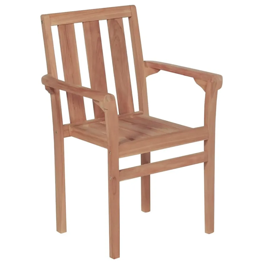 Cadeiras de jardim empilháveis com almofadões 6 pcs teca maciç