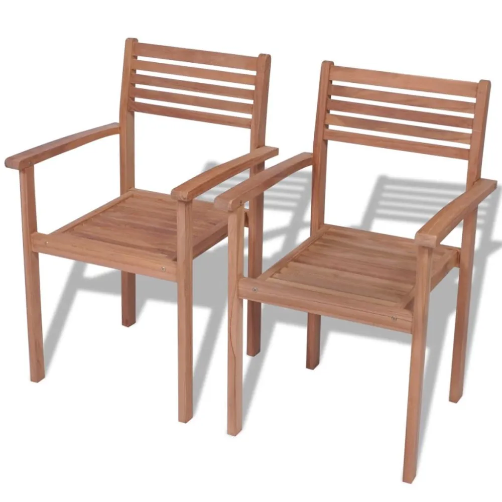 Cadeiras de jardim empilháveis 2 pcs madeira teca maciç