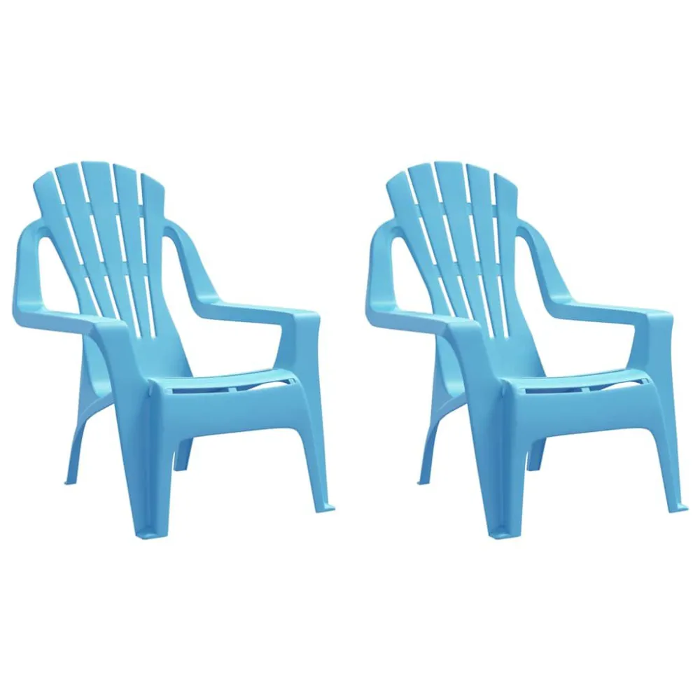Cadeiras de jardim infantis 2 pcs PP aspeto de madeira azul