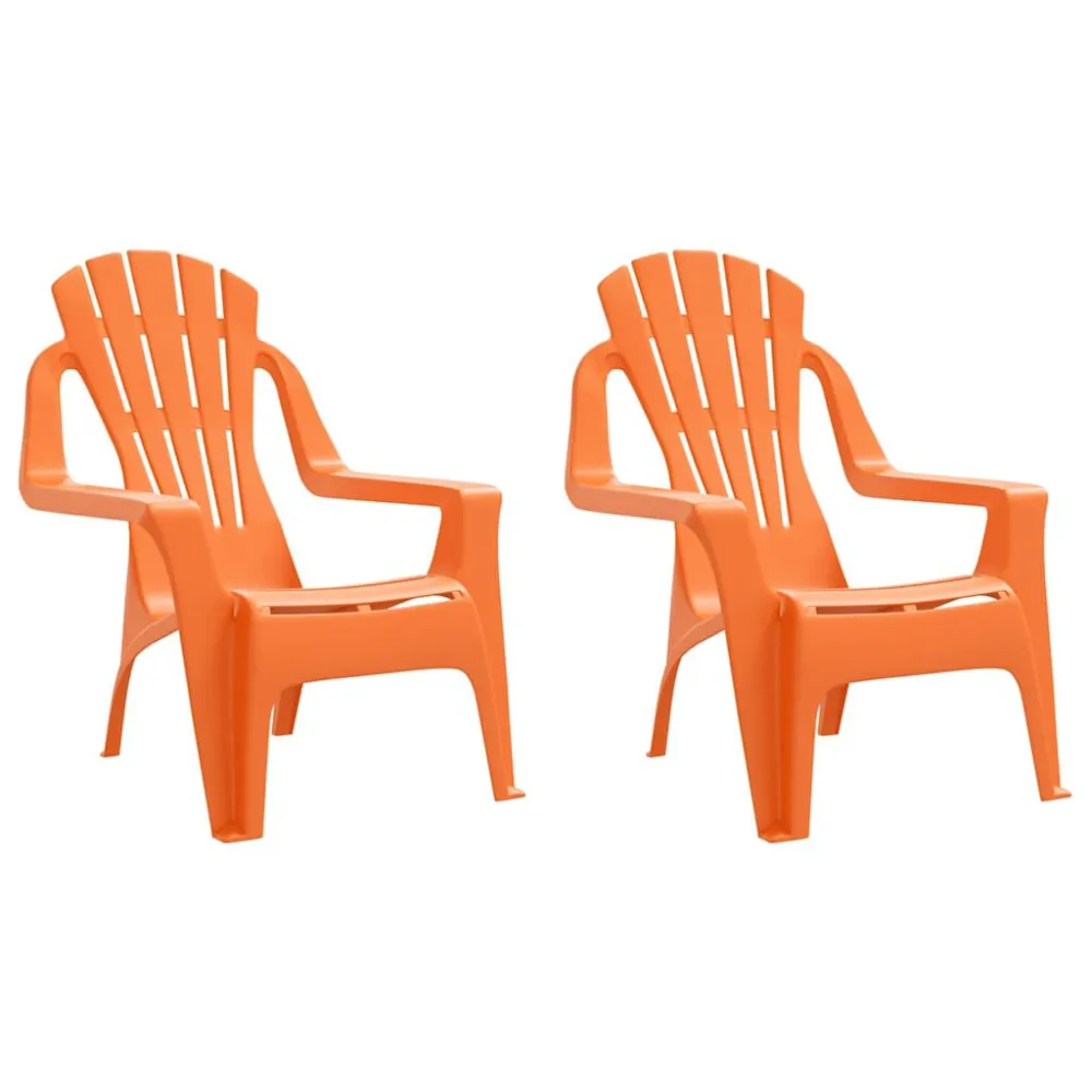 Cadeiras de jardim infantis 2 pcs PP aspeto de madeira laranja