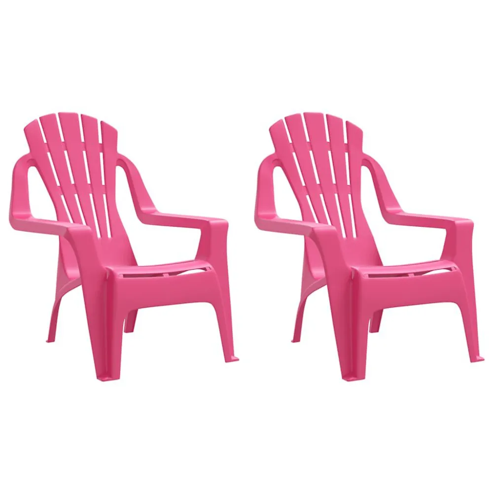 Cadeiras de jardim infantis 2 pcs PP aspeto de madeira rosa