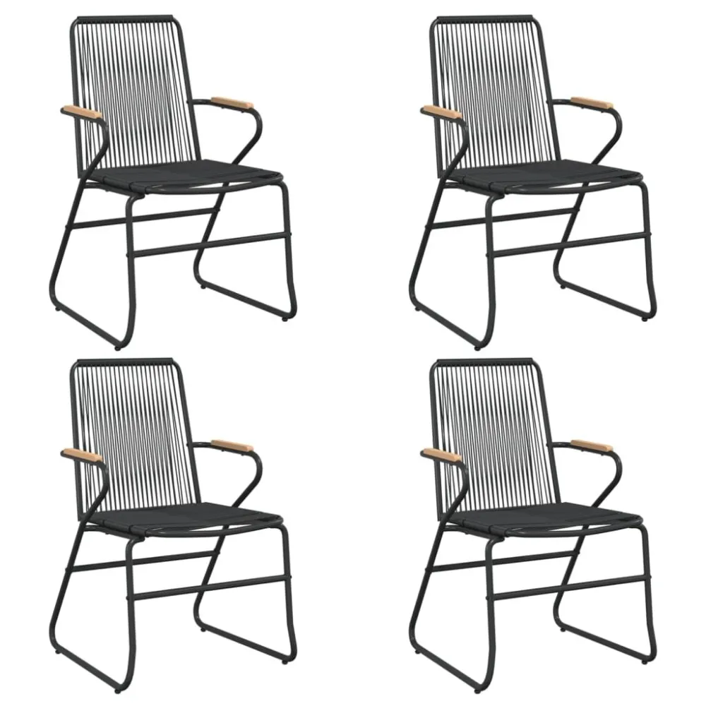 Cadeiras de jardim 4 pcs 58x59x85,5 cm vime de PVC preto