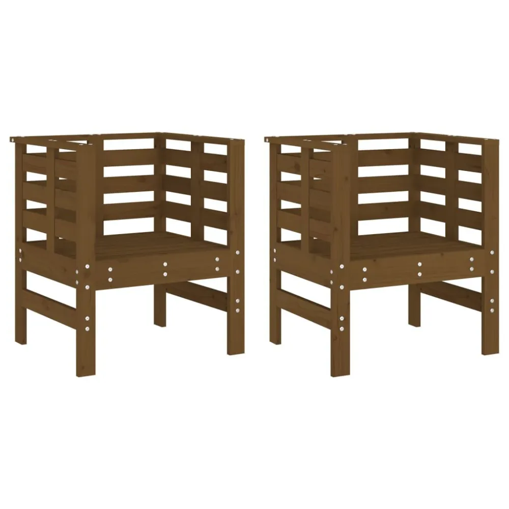 Cadeiras de jardim 2 pcs 61,5x53x71cm pinho maciço castanho-mel