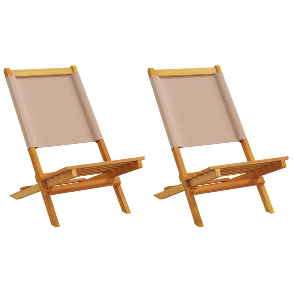 Cadeiras de jardim 2 pcs acácia maciç/tecido cinza-acastanhado