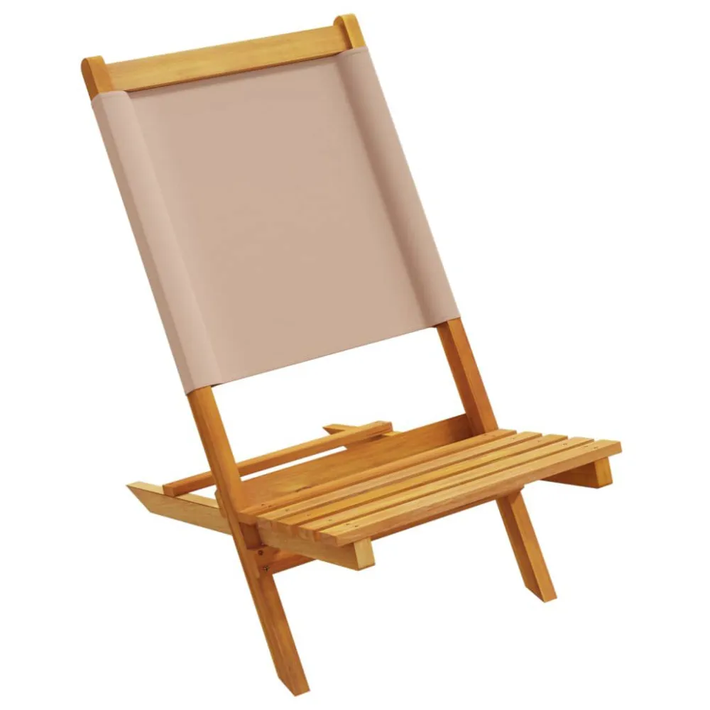 Cadeiras de jardim 2 pcs acácia maciç/tecido cinza-acastanhado