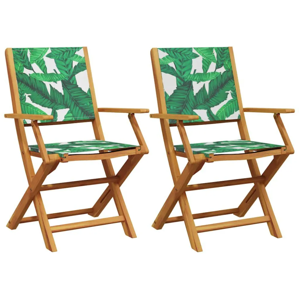 Cadeiras de jardim 2 pcs acácia maciç/tecido comum de folhas