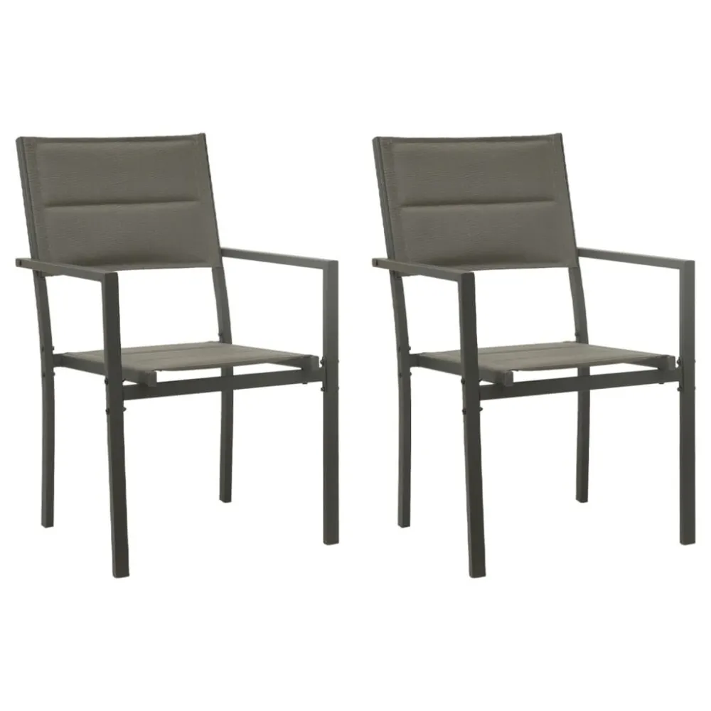 Cadeiras de jardim 2 pcs textilene e ço cinzento/antracite