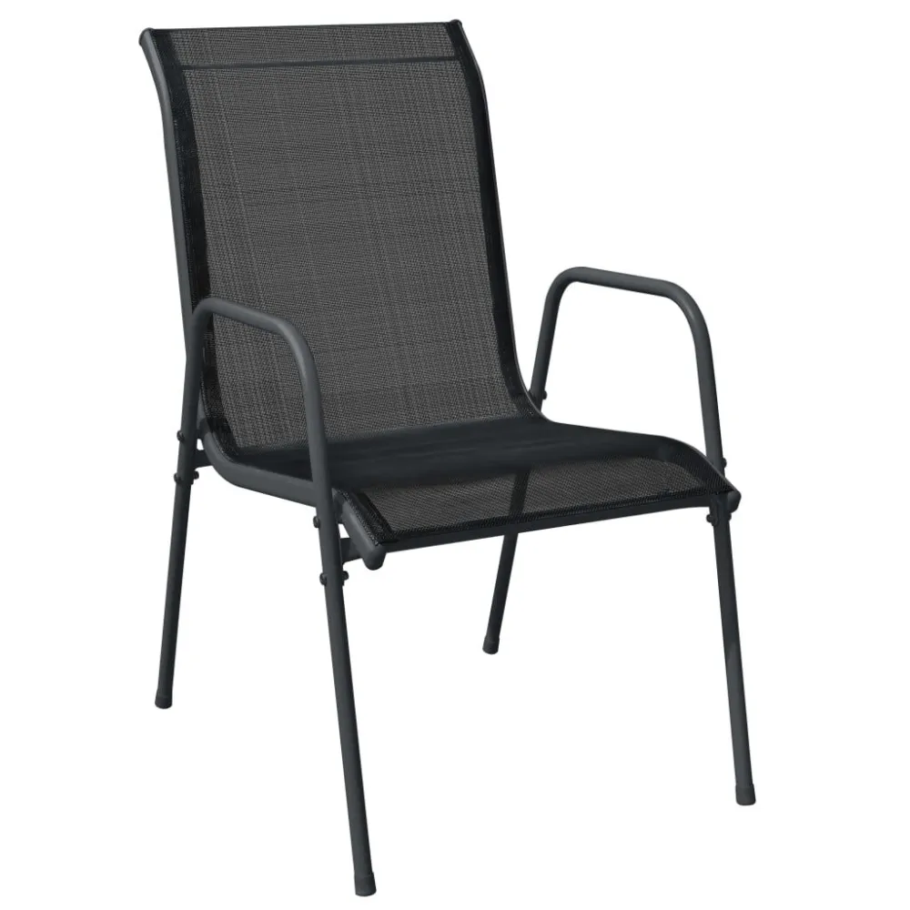 Cadeiras de jardim 2 pcs ço e textilene preto
