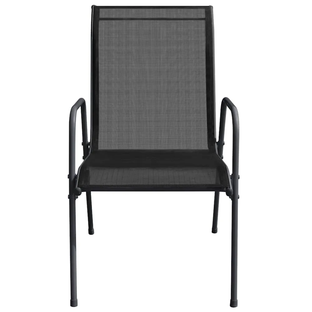 Cadeiras de jardim 2 pcs ço e textilene preto