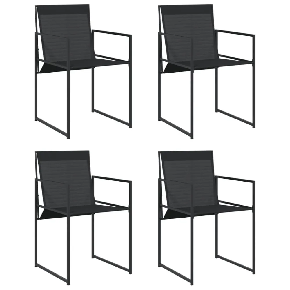 Cadeiras de jardim 4 pcs ço e textilene preto