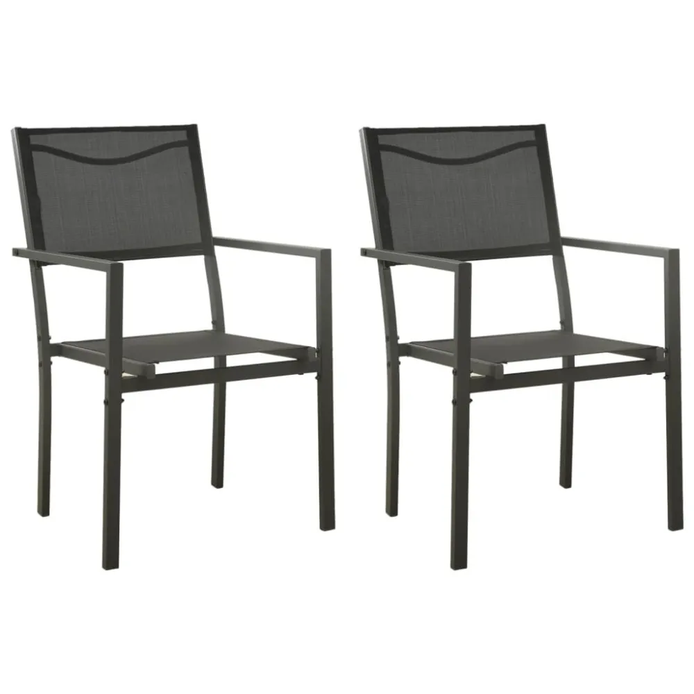 Cadeiras de jardim 2 pcs textilene e ço preto/antracite
