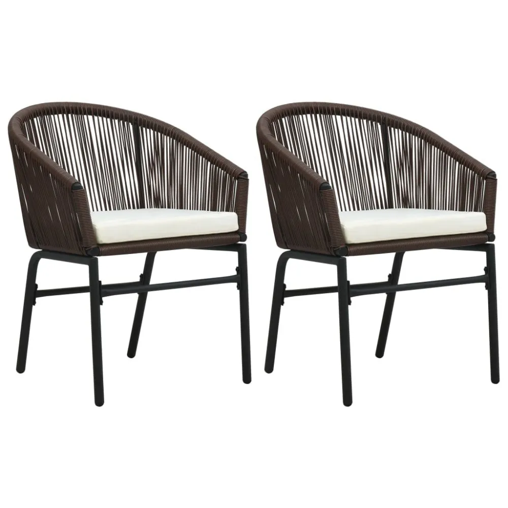 Cadeiras de jardim 2 pcs vime PE castanho