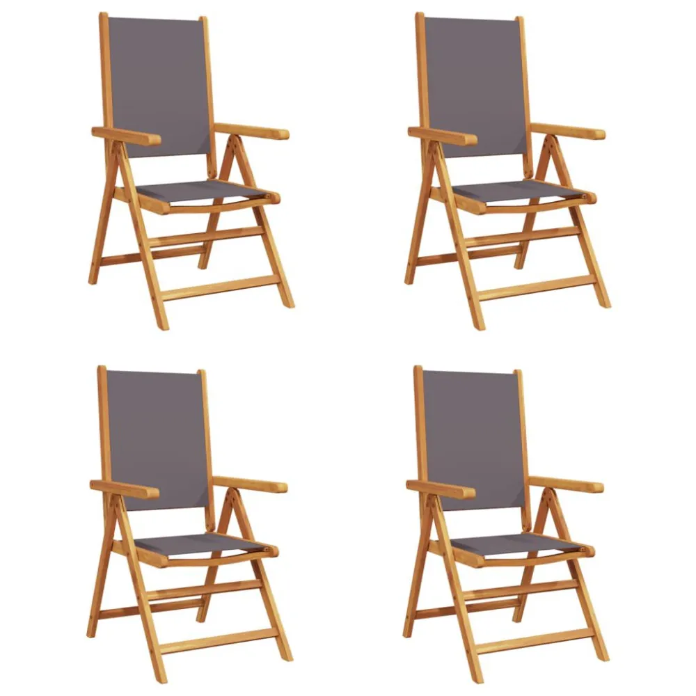 Cadeiras jardim reclin. 4 pcs tecido/madeira maciç antracite