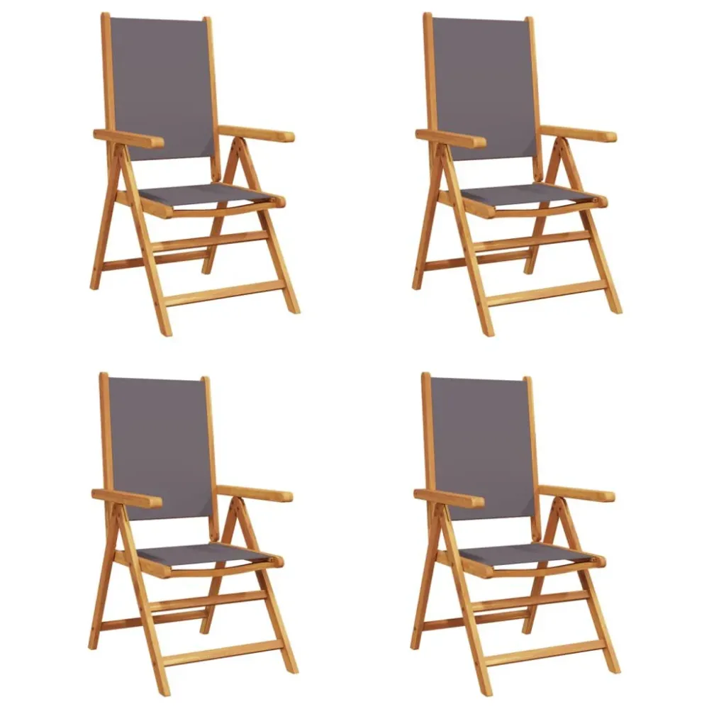 Cadeiras jardim reclin. 4 pcs tecido/madeira maciç antracite