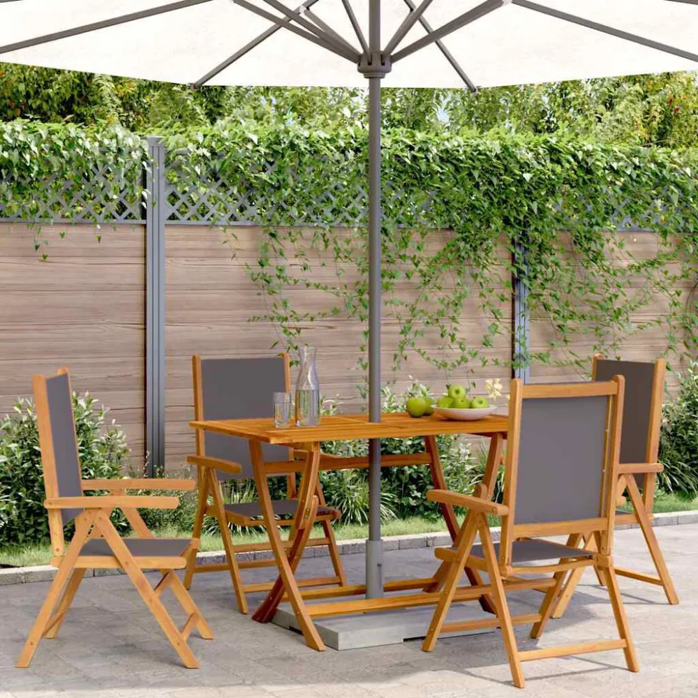 Cadeiras jardim reclin. 4 pcs tecido/madeira maciç antracite