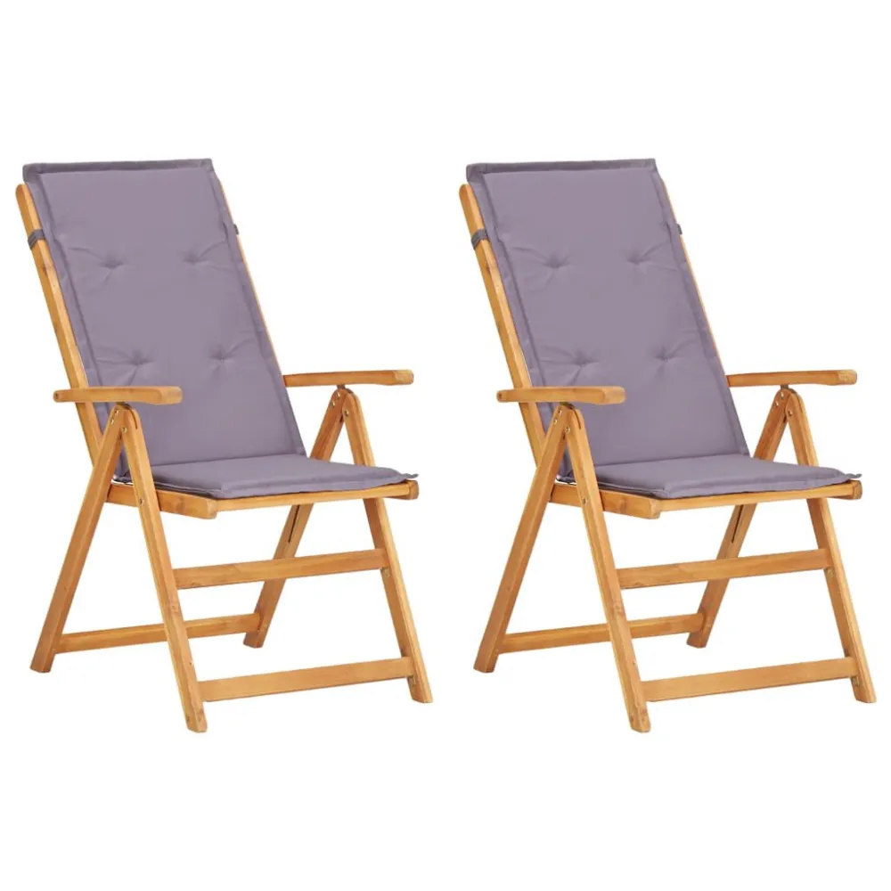 Cadeiras jardim reclináveis 2pcs madeira acácia maciç castanho