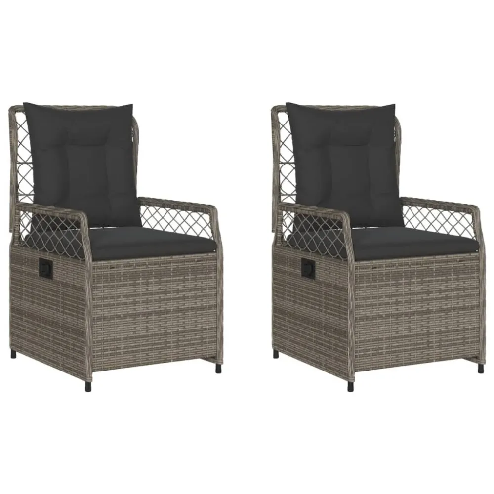 Cadeiras de jardim reclináveis 2pcs vime PE cinza