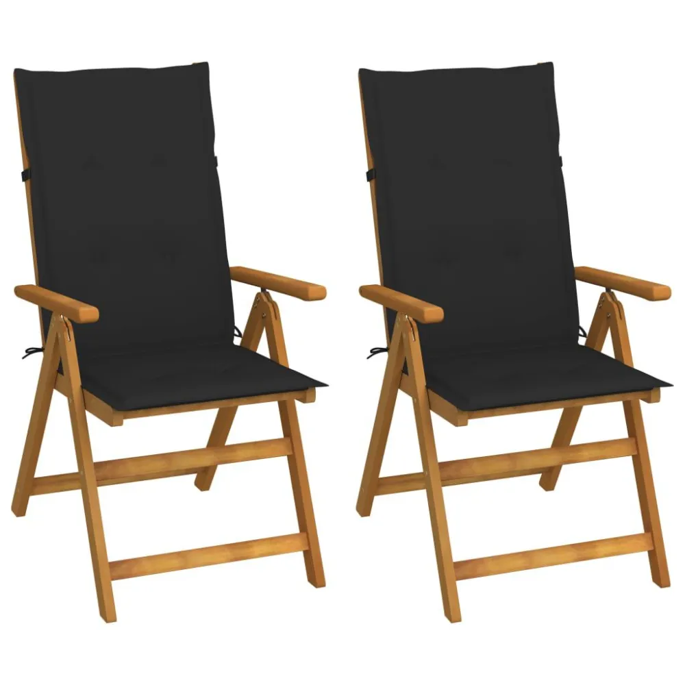 Cadeiras jardim reclináveis com almofadões 2 pcs acácia maciç