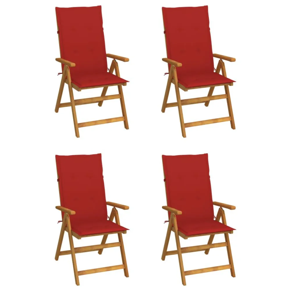 Cadeiras jardim reclináveis com almofadões 4 pcs acácia maciç