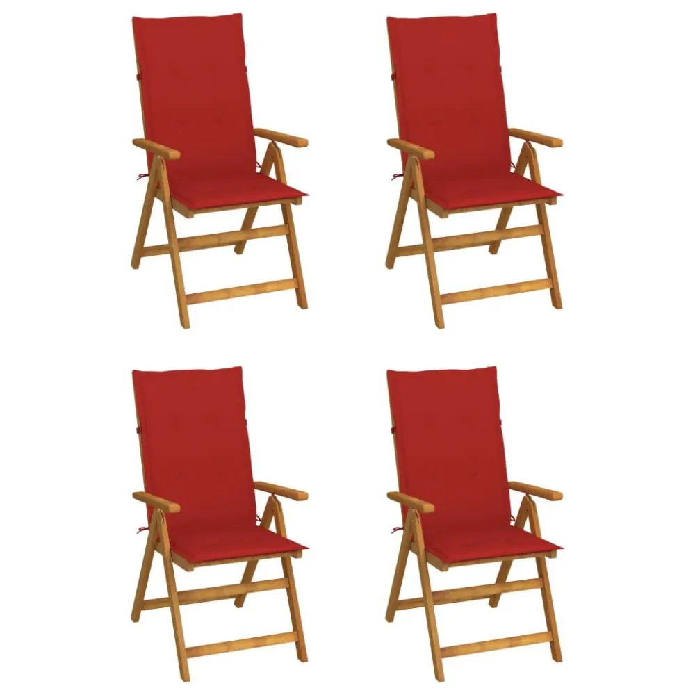 Cadeiras jardim reclináveis com almofadões 4 pcs acácia maciç