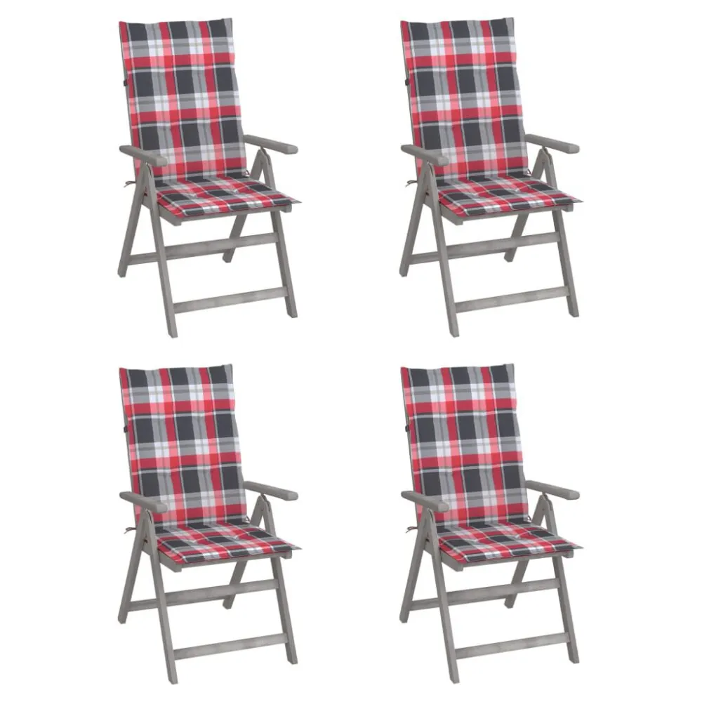 Cadeiras jardim reclináveis com almofadões 4 pcs acácia maciç