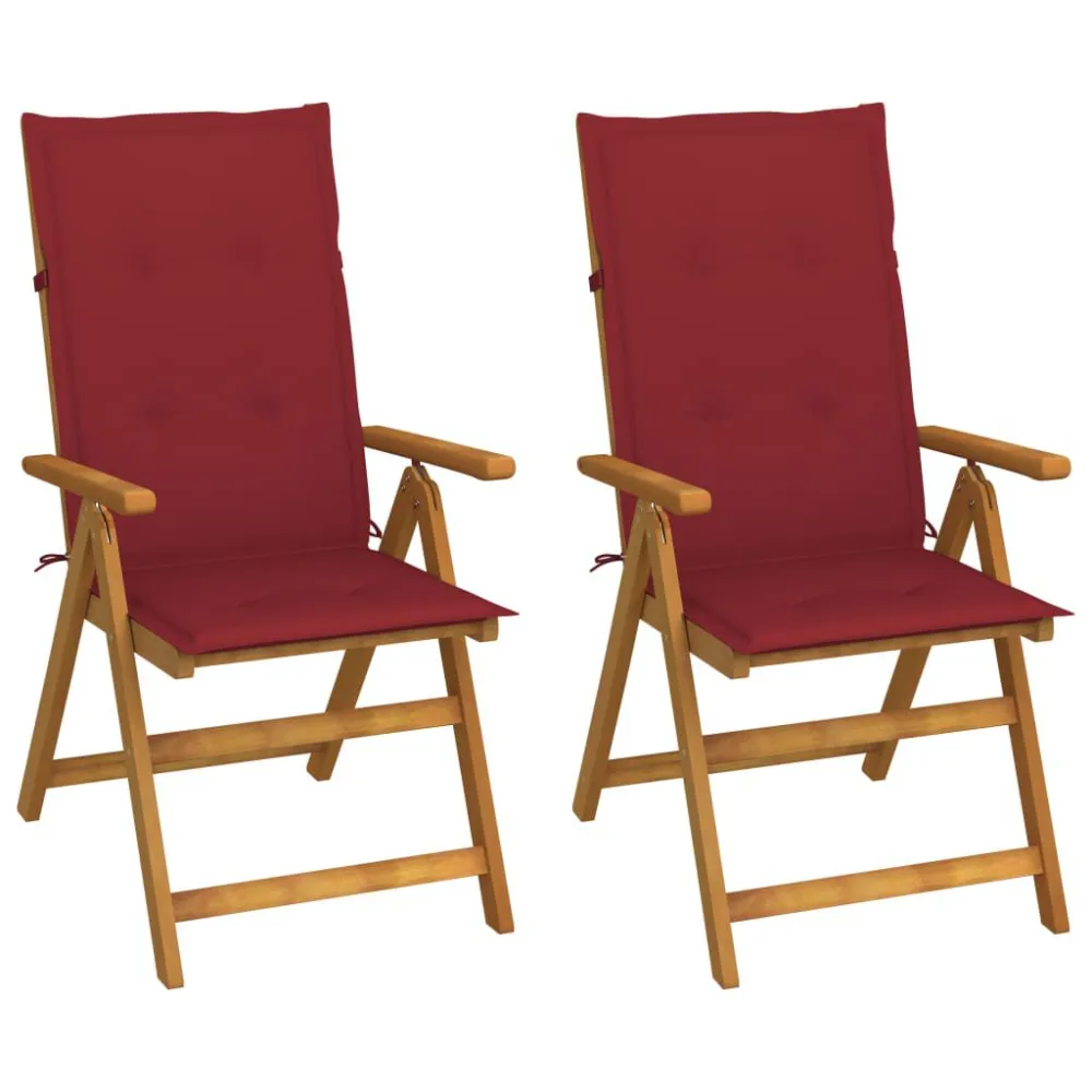 Cadeiras jardim reclináveis com almofadões 2 pcs acácia maciç