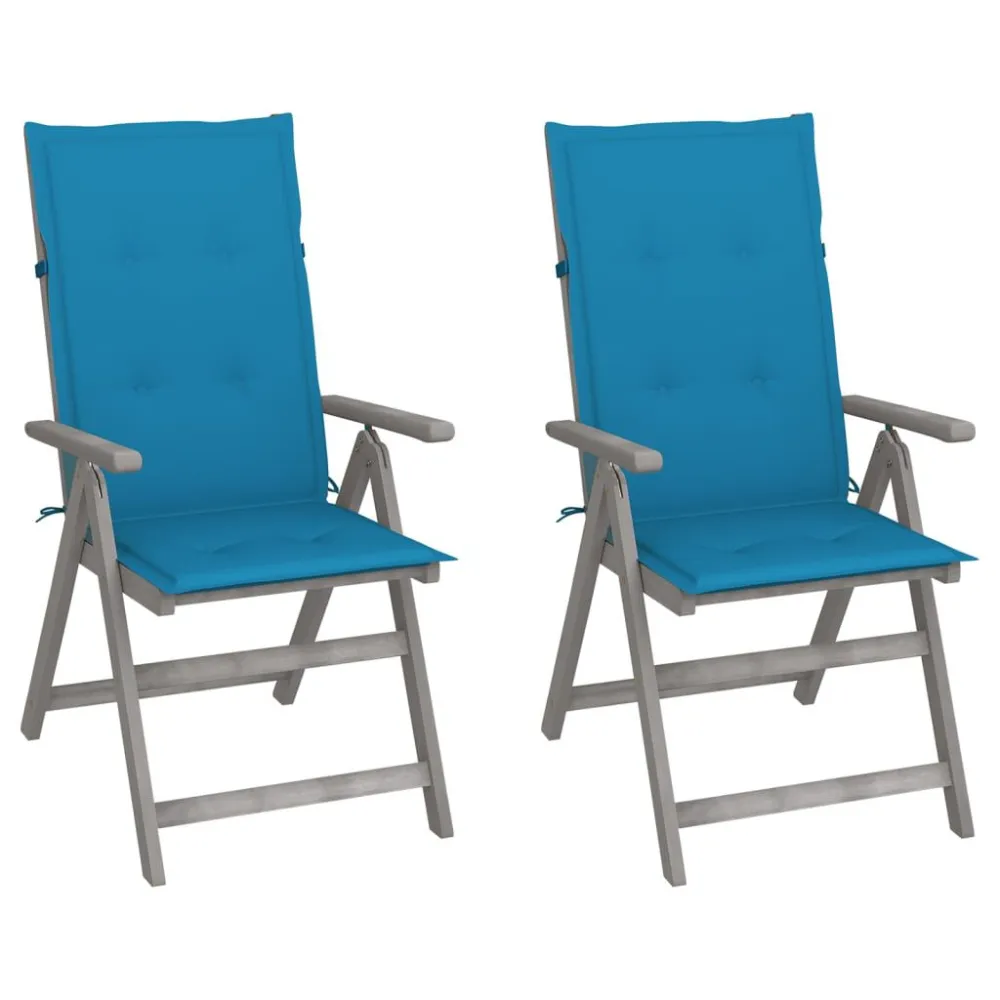 Cadeiras jardim reclináveis com almofadões 2 pcs acácia maciç