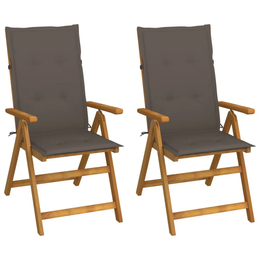 Cadeiras jardim reclináveis com almofadões 2 pcs acácia maciç