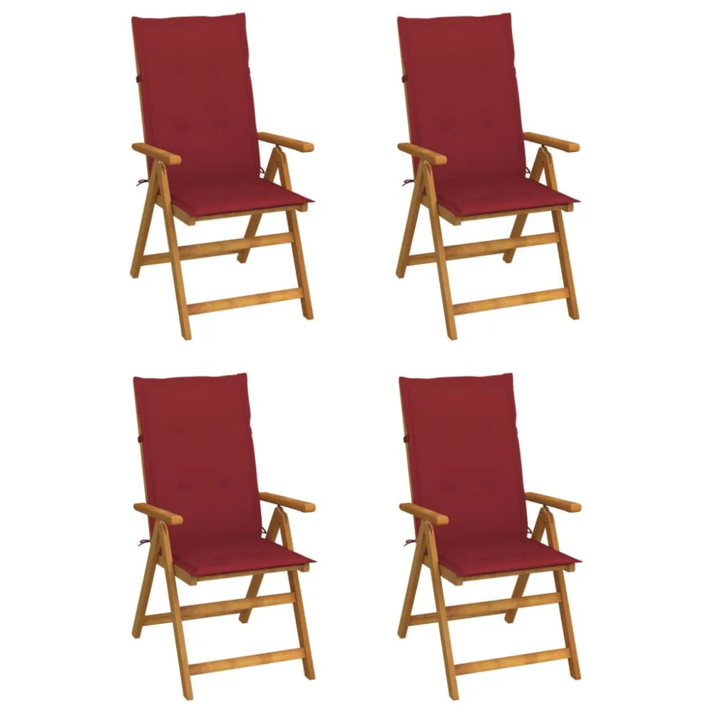 Cadeiras jardim reclináveis com almofadões 4 pcs acácia maciç