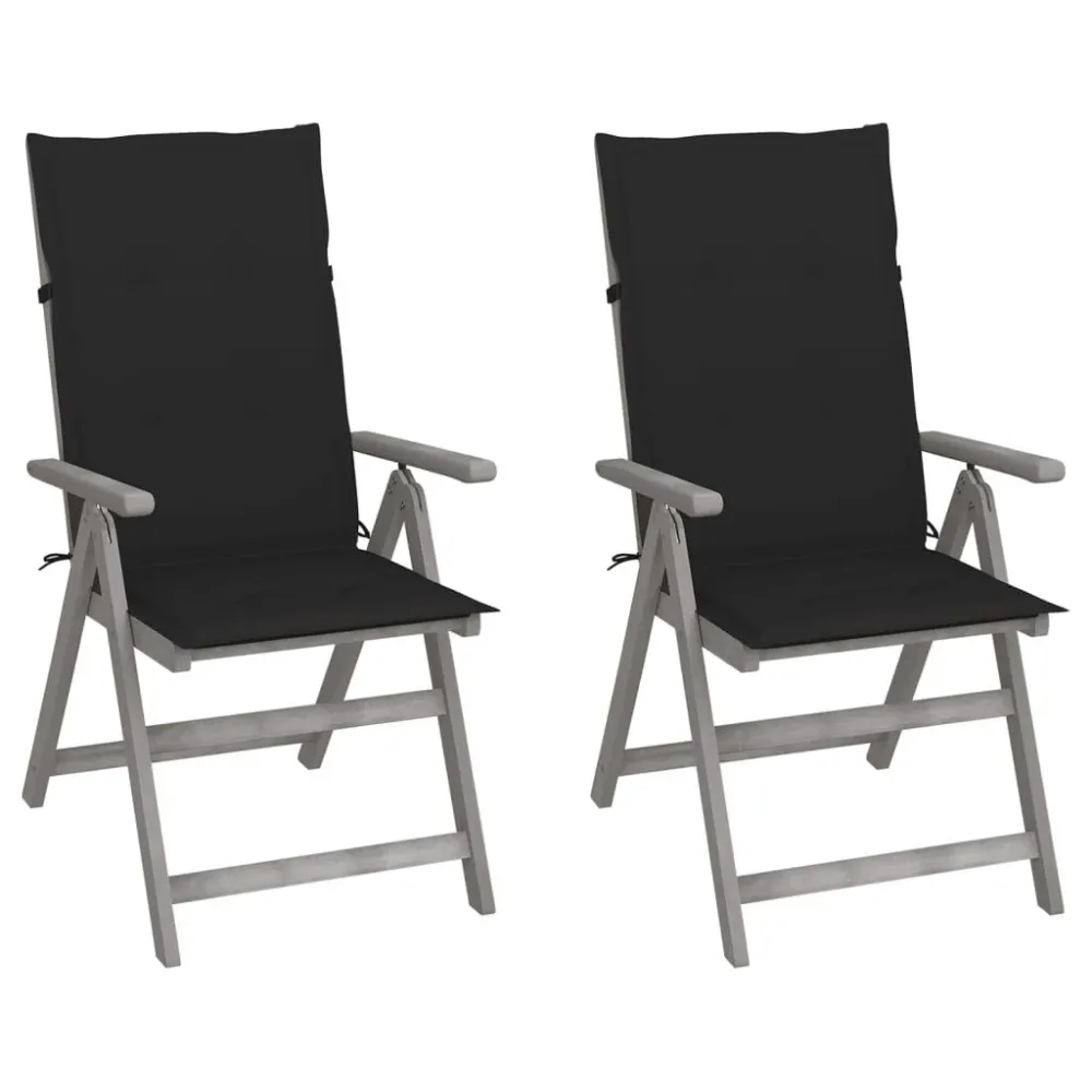Cadeiras jardim reclináveis com almofadões 2 pcs acácia maciç