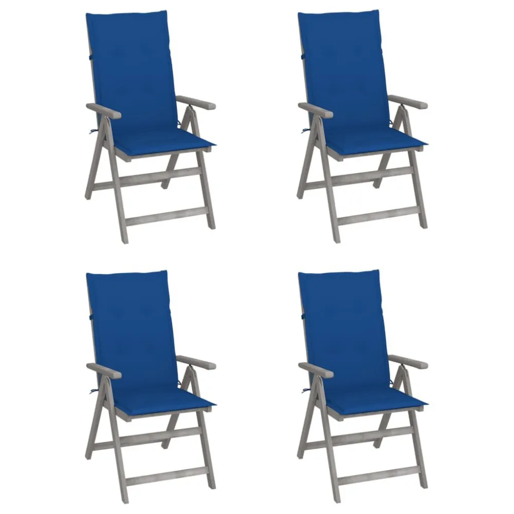 Cadeiras jardim reclináveis com almofadões 4 pcs acácia maciç