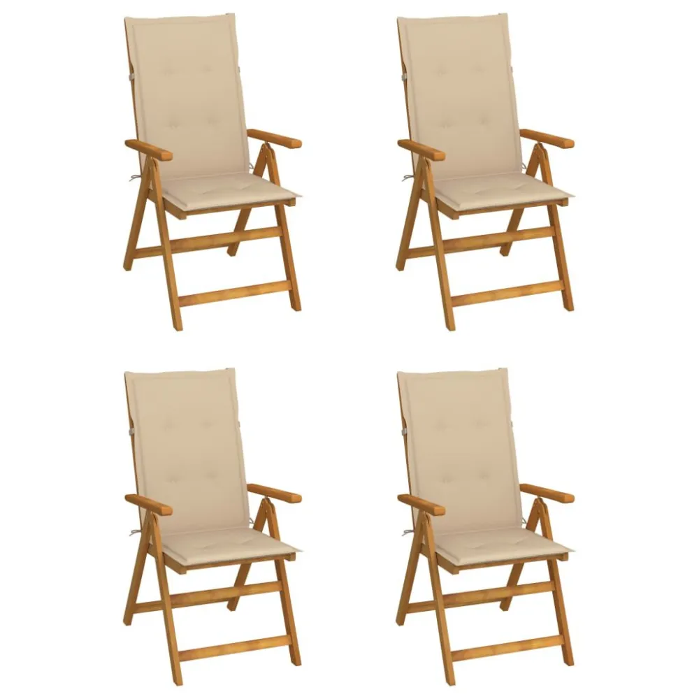Cadeiras jardim reclináveis com almofadões 4 pcs acácia maciç