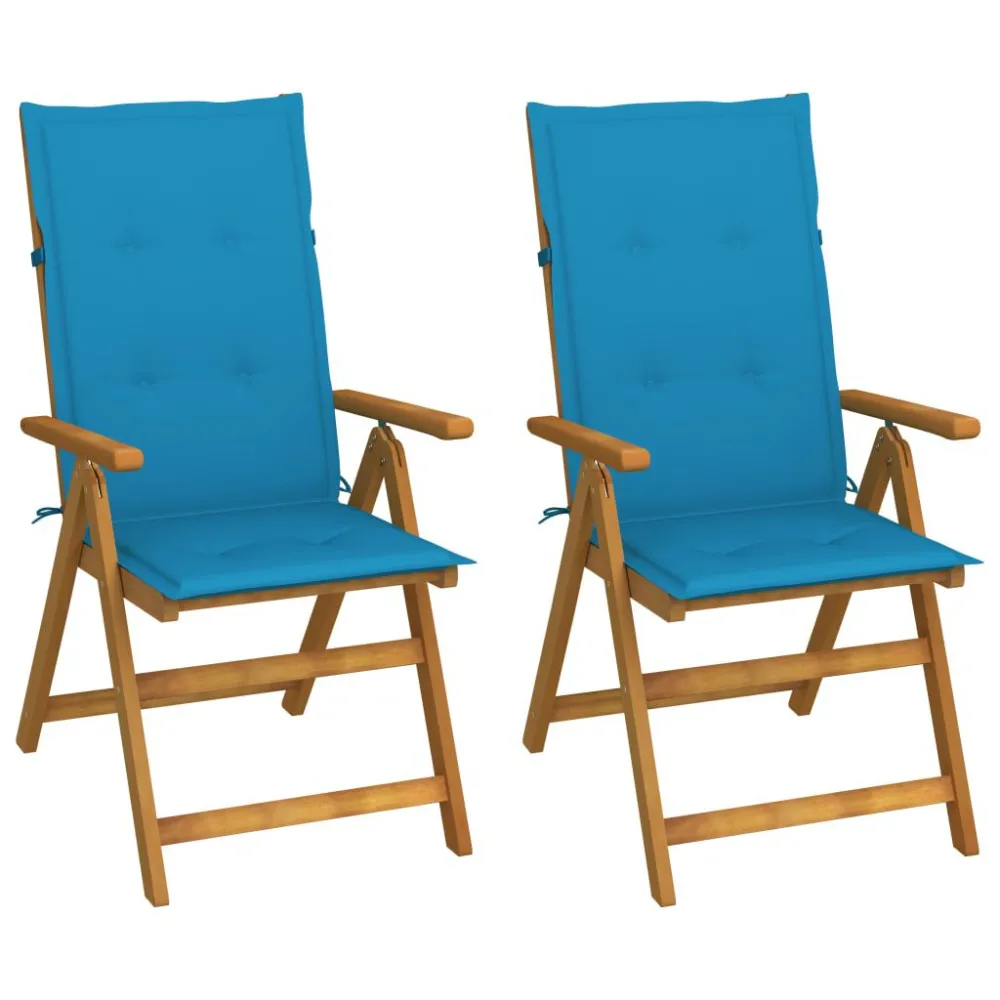 Cadeiras jardim reclináveis com almofadões 2 pcs acácia maciç