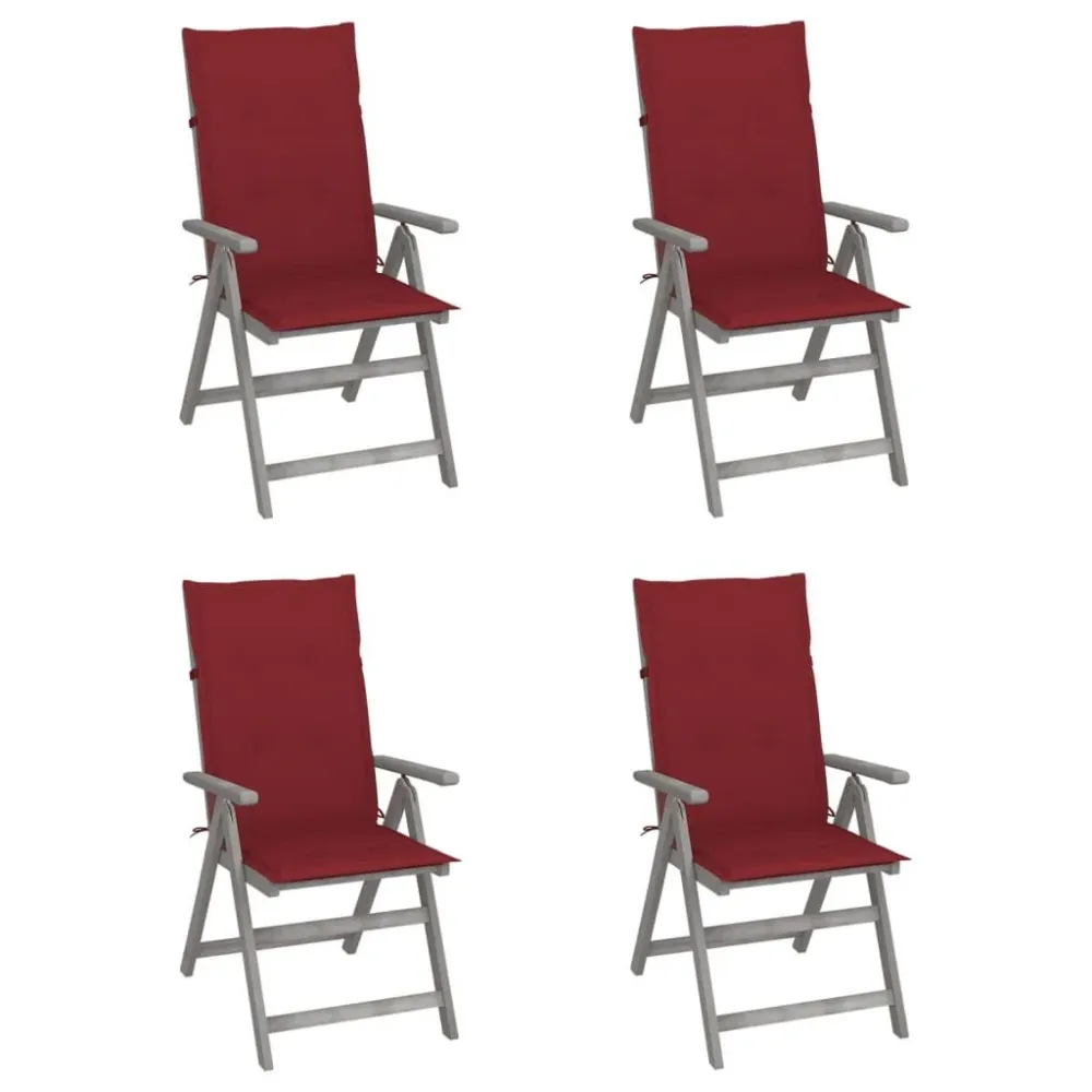 Cadeiras jardim reclináveis com almofadões 4 pcs acácia maciç