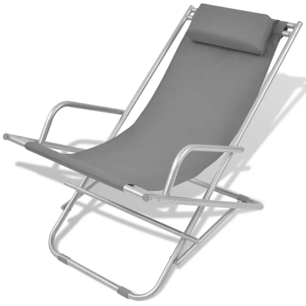 Cadeiras de jardim reclináveis 2 pcs ço cinzento